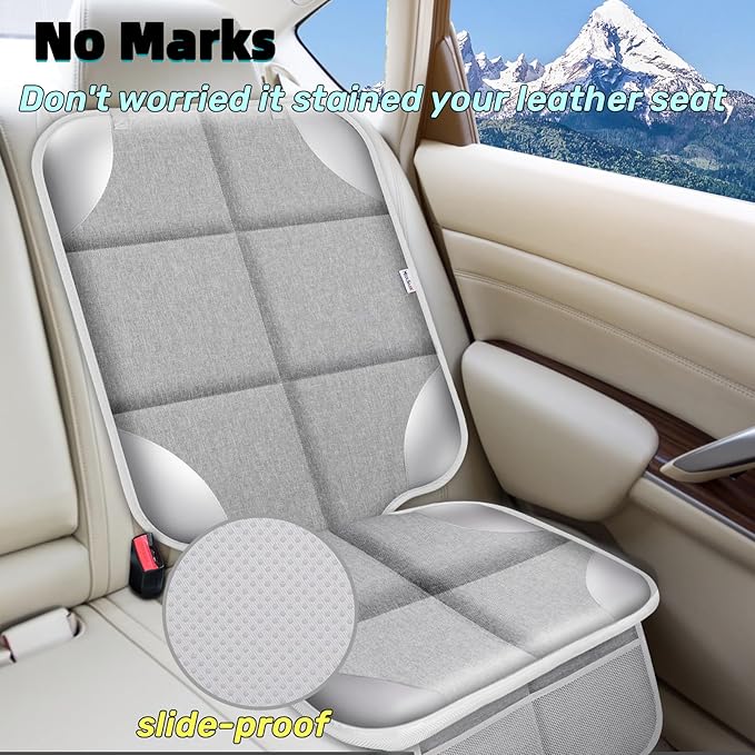 Meolsaek Car Seat Protector for Child, 600d Fabric Waterproof Car Seat Cover with Non-Slip Backing, Under Baby Car Seat from Permanent Pressure Marks