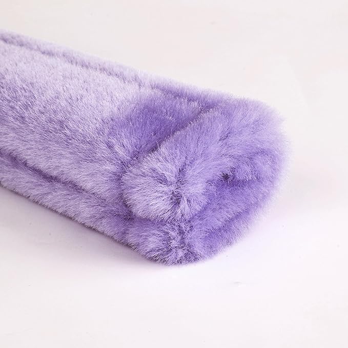 Amooca Soft Faux Fur Universal Fit Seatbelt Cover Car Truck SUV Airplane Seat Belt Shoulder Pad for Carmera Backpack Straps Neck Cushion Protector 2 Pack 10.5in Light Lavender