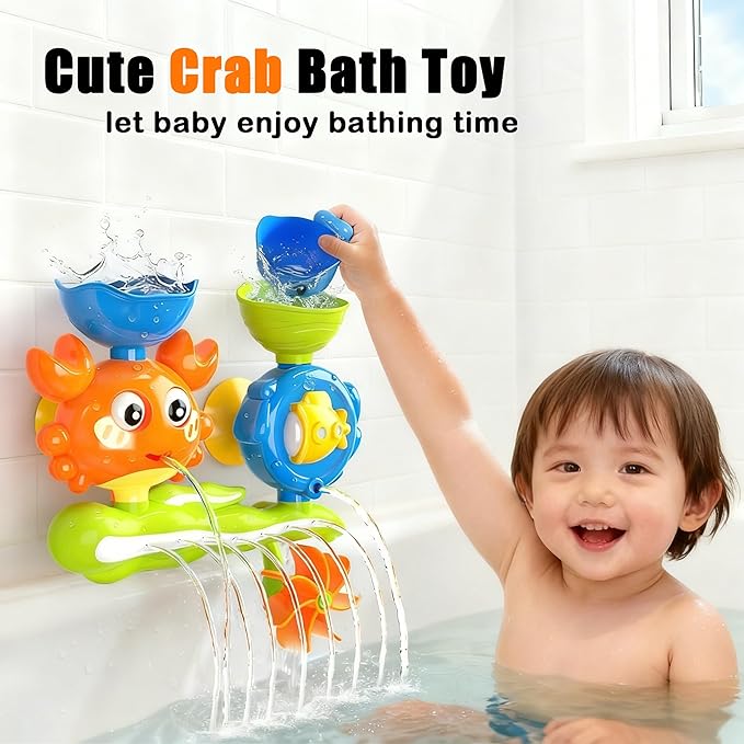 Baby Bath Toys for Kids Ages 1-3, Crab Bathtub Water Toys for Toddler 2-4, Mold Free Bath Toys W/ Suction Cup for Babies 6-12 Months Boys Girls Infant Gifts (Pink)