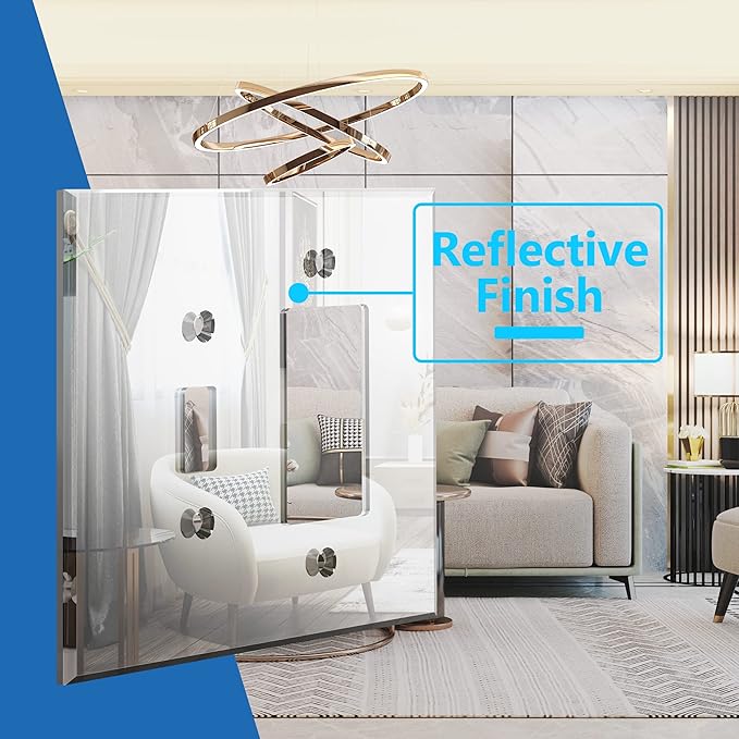 LIDER Reflective Acrylic Combination Wall Plate, Mirrored Double Switch Plate, Combo Toggle Switch and Decorator Outlet Cover, Acrylic Glass, Oversized 2-Gang 5.25" x 5.25", LWP-1131O-ASV, Silver