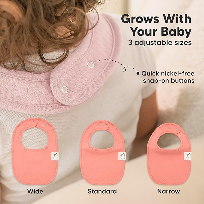 KeaBabies 8-Pack Organic Baby Bibs for Girls, Boys - Quilted Cotton Cloth Baby Drool Bibs for Drooling and Teething Toddler, Newborn, Infant, Soft & Super Absorbent (Muted Pastel)