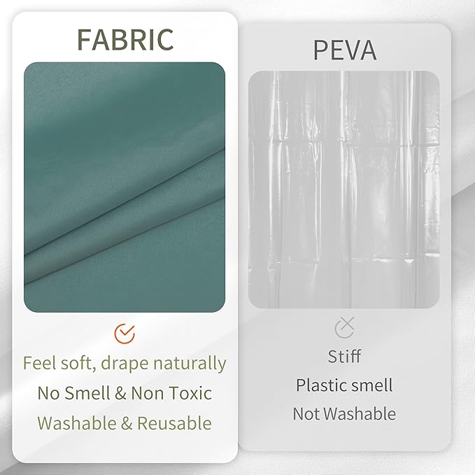 ALYVIA SPRING Stall Fabric Shower Curtain Liner Waterproof - Soft & Lightweight Small Shower Curtain with Magnets for Narrow Stall Size, Machine Washable - 36x72, Sea Teal