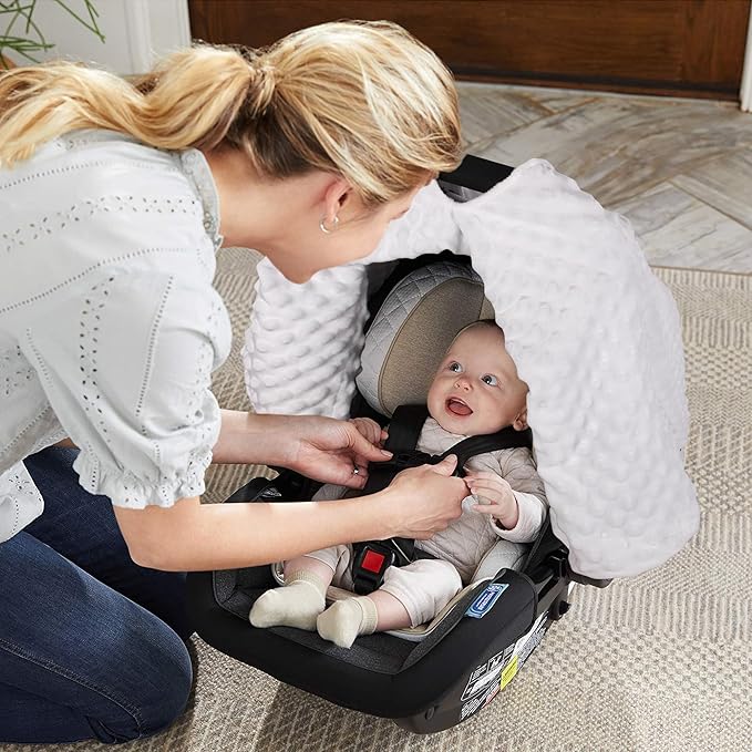 Rquite Car Seat Cover Baby, Carseat Covers Baby Boy, Minky Infant Car Seat Cover Winter, Peekaboo Opening Car Seat Canopy, Multi-use Baby Carrier, Stroller, Nursing Cover, Minky Blanket, Cow Print