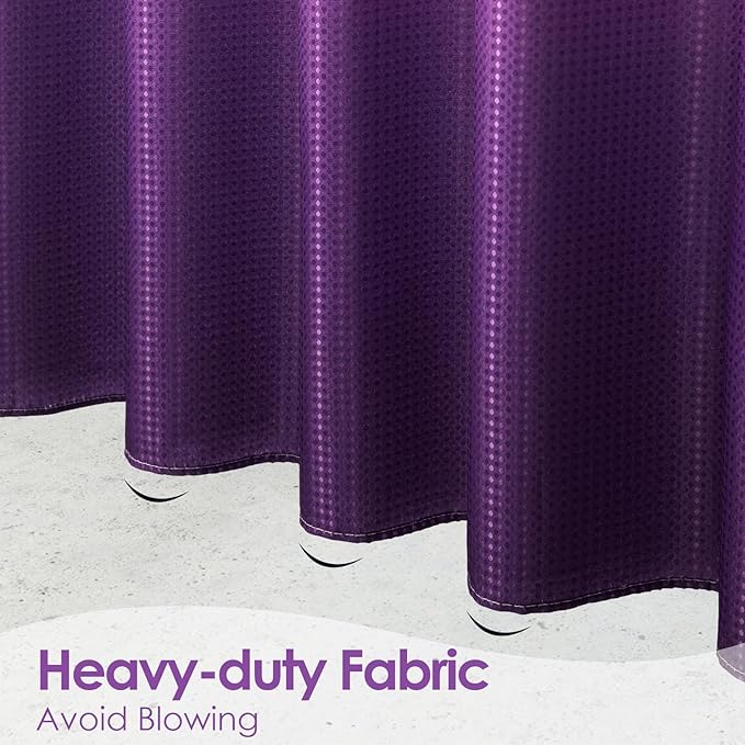 MitoVilla Purple Ombre Waffle Small Stall Shower Curtain 36 x 72, Half Size Fabric Narrow Shower Curtains for Bathroom Decor, 36 inch Weighted Shower Curtain Set with Plastic Hooks