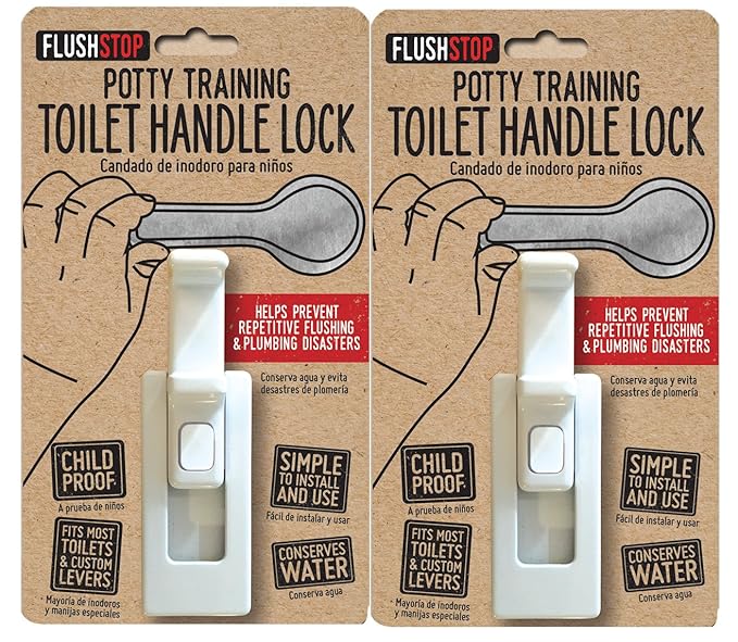 The Original Toilet Handle Lock (2-Pack) Most Trusted Toilet Handle Lock in The World. Stops Flushing. Simple Install