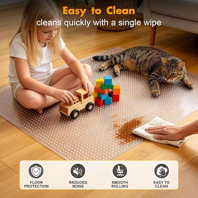 Office Chair Mat for Carpet - 48x60 Inch Plastic Computer Desk Floor Protectors for Chairs Clear Under Desk Rug Pad for Rolling Gaming Chair