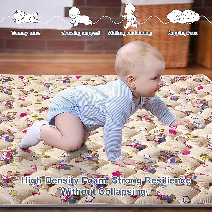 Baby Play Mat - 71" X 59",Premium Thicker Foam One-Piece Crawling Mat, Machine Washable, Extra Large Anti-Slip Activity Playmat for Babies, Toddlers & Infants