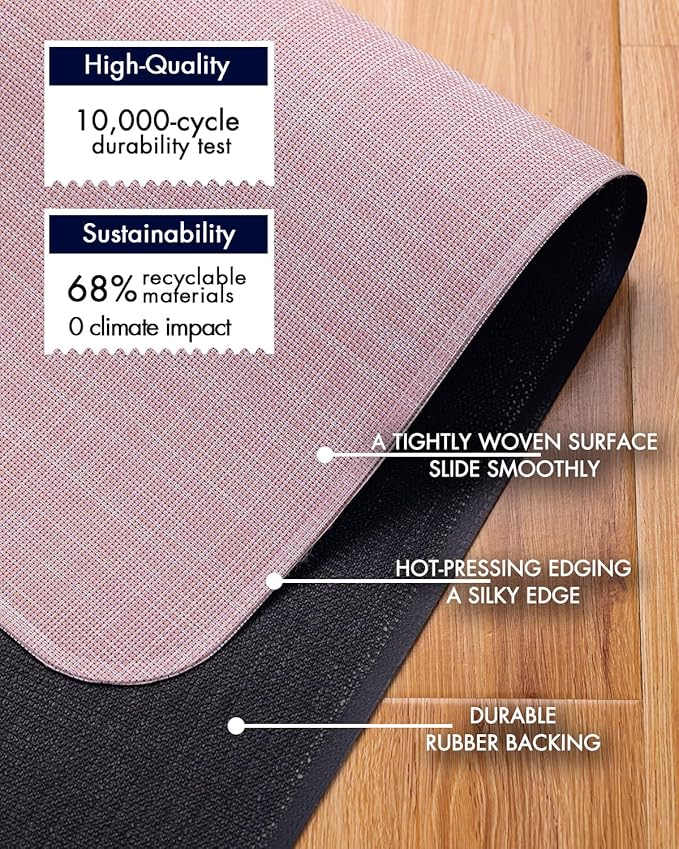 BARoyal Office Chair Mat for Hardwood Floor Under Desk Computer Rolling Chair Mat for Wood/Tile Floor Non-Slip Heavy Duty Desk Rug PVC Plastic Hard Floor Protector 30" x 48"(Blush)