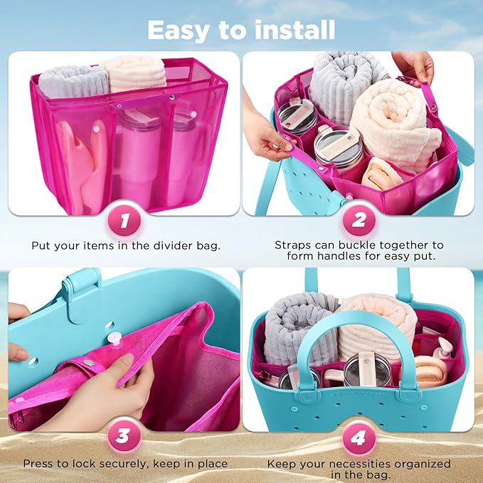 OUTXE Beach Bag Organizer Inserts Compatible with Extra Large Simple Modern Bag Accessories, Lightweight Mesh Insert Divider Pouch for XL Simple Modern Bag, Beach Tote Bag Insert for Organizing
