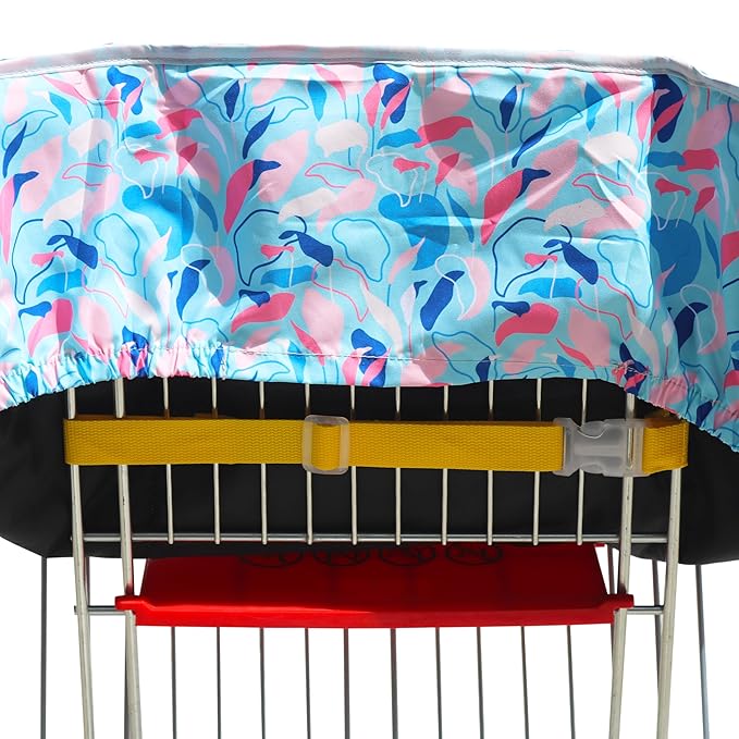 2-in-1 Shopping Cart and High Chair Cover-Grocery Cart Cover for Babies Toddlers Infants Resturant Highchair Cover-Padded Folds to Portable Pouch for Baby Boy Girl (Plants)