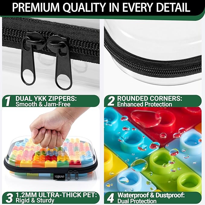 Hard Sided Clear Zipper Case for Storage- Professional-Grade Plastic Clear Zipper Pencil Case,Toy Storage Bins, Toiletry Pouch, Travel Organizer, Cosmetic Bag（Black,3 Pack, LMS）
