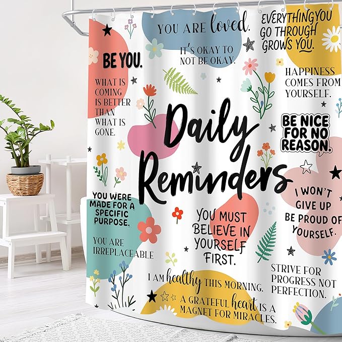 Christian Bible Verse 72Wx72H Shower Curtain Kids Abstract Boho Mid Century Colorful Inspirational Quotes Geometric Scripture Bathroom Curtain Set Minimalist Bath Bathroom Accessories Decor