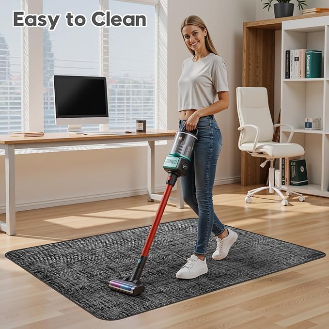 Sycoodeal Office Chair Mat for Hardwood & Tile Floor,Computer Gaming Chair Mat for Rolling Chairs Non-Curve, Anti-Slip, Heavy Duty Floor Protector for Home Office,Black (40" x 55")