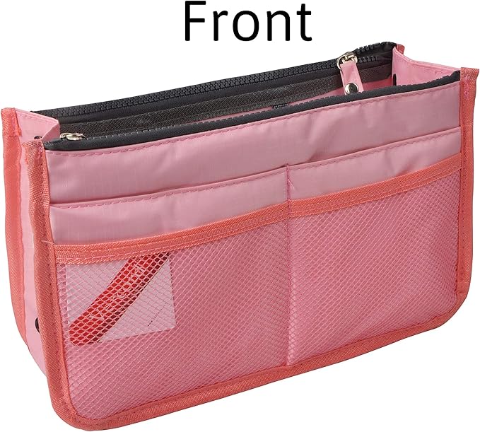 Vercord Updated Purse Handbag Organizer Insert Liner Bag in Bag 13 Pockets Pink Small