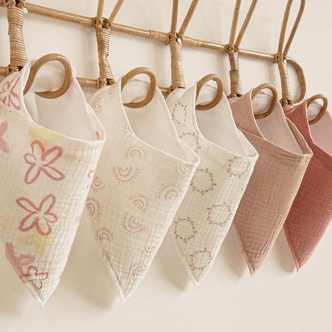 CIVARUA KIDS Muslin Baby Bibs 8 Pack, Baby Bandana Drool Bib for Drooling and Teething, Cotton Soft Absorbent for Girls Boys