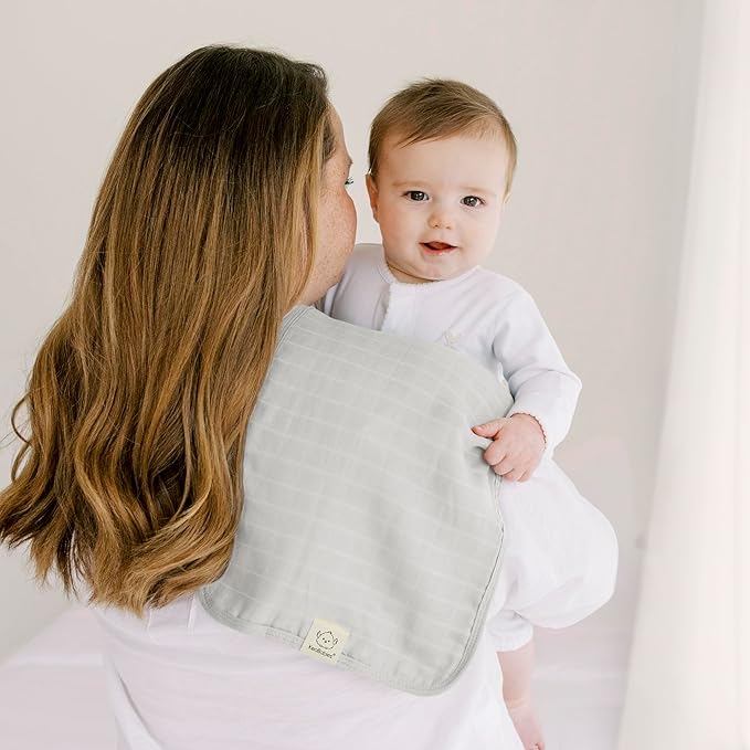 KeaBabies Cotton Muslin Burp Cloths Baby Boy, Girl - 5-Pack Soft & Absorbent Burping Cloth for Babies, Large Baby Towels & Washcloths for Newborn, Spit Up Rags, No Shrink, 20x10" (Nimbus)