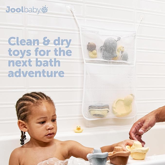 Jool Baby Bath Toy Storage Bag – Mesh Holder for Kids Bathtub Toys – Suctions to Wall, Machine Washable
