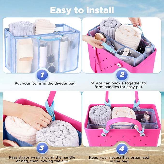 OUTXE Beach Bag Organizer Compatible with X Large Bogg Bag Accessories Inserts, Lightweight Mesh Insert Divider Pouch for Original XL Bogg Bags, Beach Tote Bags Insert for Organizing