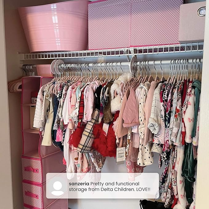 Delta Children Nursery Storage 48 Piece Set - Easy Storage/Organization Solution - Keeps Bedroom, Nursery & Closet Clean, Barely Pink