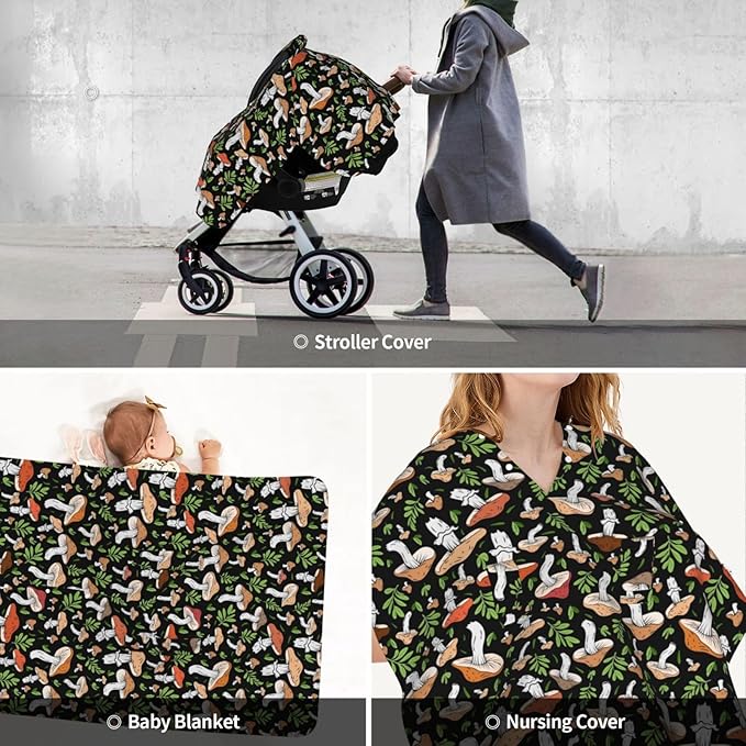 Mushroom Baby Car Seat Canopy Cover Multi Use Shower Gift, Nursing Cover for Mom Nursing Covers, Mushroom Baby Stuff Items