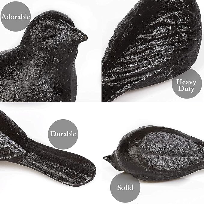 Door Stoppers Floor Decorative Door Stop, Antique Cast Iron Door Stops, Cute Bird Door Stopper Wedge Heavy Duty Doorstop to Keep Door Open, Rustic Dark Brown