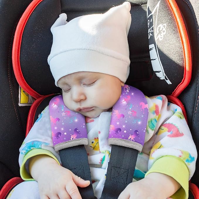 Seat Belt Cover Pad for Baby, Soft Seatbelt Cushion Covers for Kids 2Pcs Car Seat Strap Shoulder Pads for All Car Seats, Stroller, High Chair, Purple