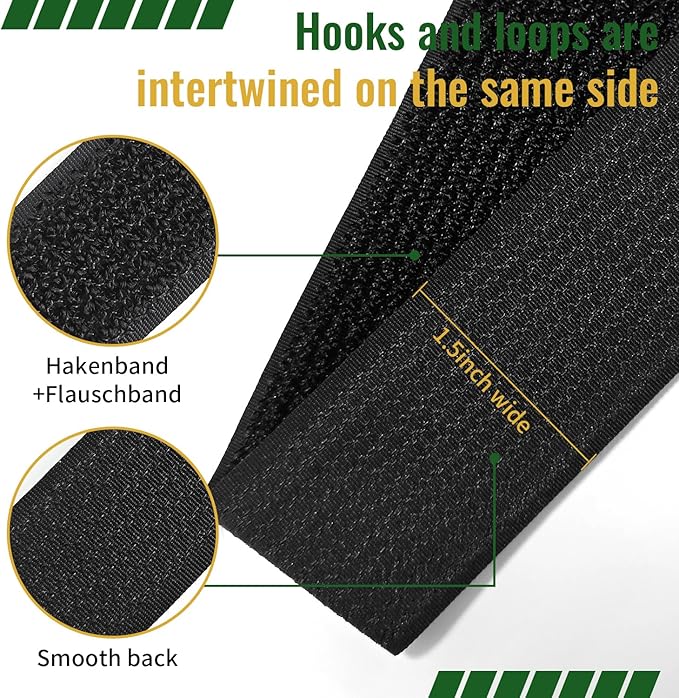 1.5 Inch x 16 Ft Hook and Loop Straps, 15 Metal Buckles, Adjustable Reusable Securing Cord Ties, Freely Cut-to-Length Cinch Strap, Suitable for Organization and Storage