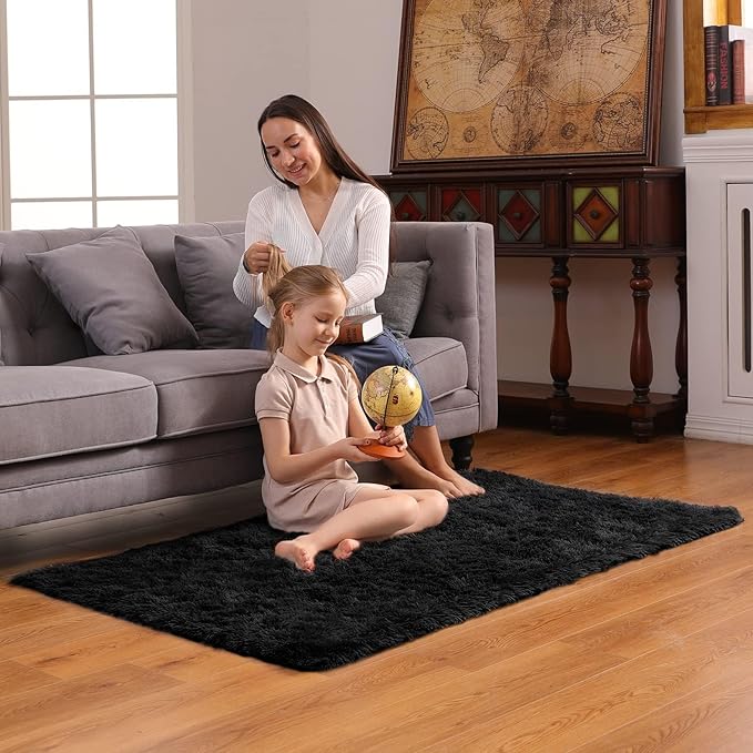 Ophanie Area Rugs for Bedroom Living Room,Color 3- Black,Size 3' x 5',Shape Rectangular