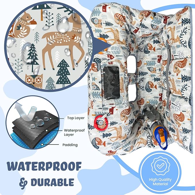 Shopping Cart Cover for Baby and Toddler, Waterproof Grocery Cart and High Chair Cover, Soft Padded Cart Cover for Babies, Universal Fit for Costco, Target and Restaurant High Chairs