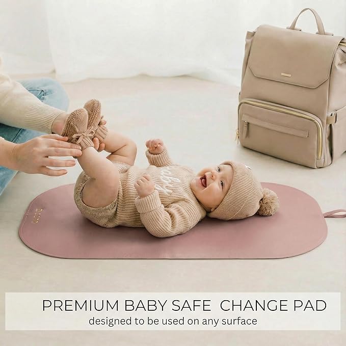 Beautiful Portable Baby Changing Pad - Wipeable and Easy to Clean Diaper Changing Mat - The Perfect Waterproof Vegan Leather Pad for Traveling