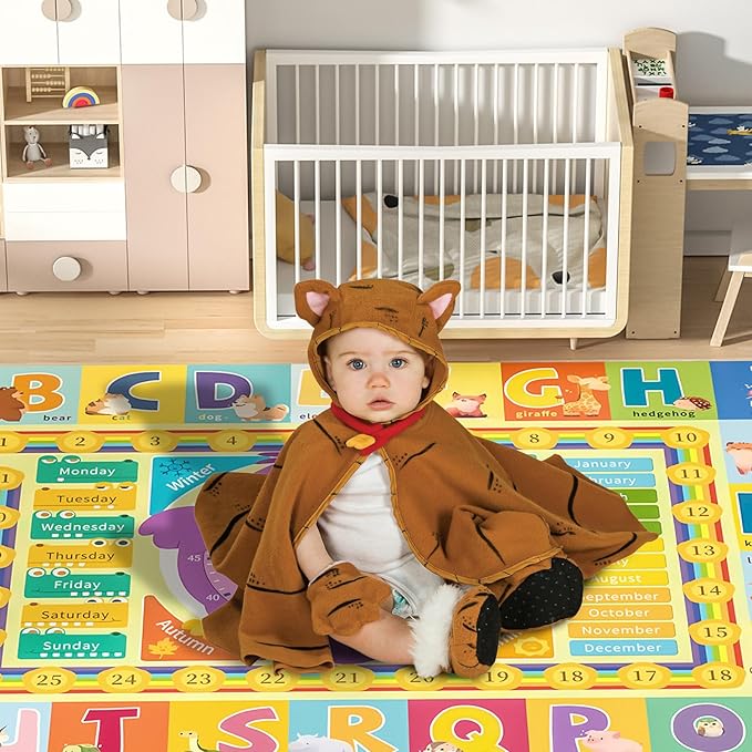 ABC Alphabet Rugs for Kids Toddler, Baby Play Mat for Floor, ABC Carpet for Playroom, Alphabet, Numbers, and Shapes Activity Educational Non Slip Floor Mats for Children Bedroom (40"x60")