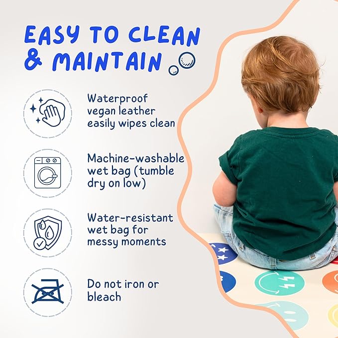 Portable Changing Mat with Reusable Waterproof Wet Bag, (16 x 30 Inches) Baby Changing Mat, Non-Toxic Changing Pad Portable Folds and Wipes Clean, Baby Changing Pad Travel (Floral)
