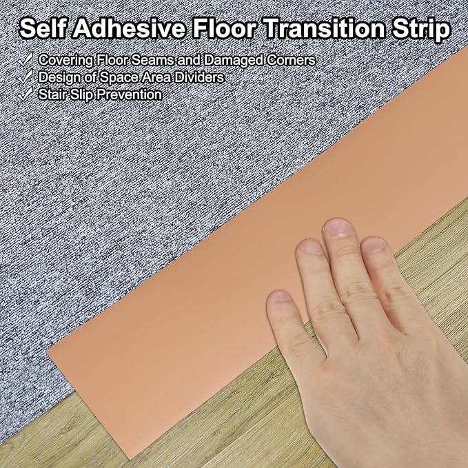 PATIKIL Self Adhesive Floor Transition Strip 2 in x 3 Ft, Vinyl Laminate Floor Flat Divider for Joining Floor Gaps Doorways Carpet Cover Floor Tiles Brown