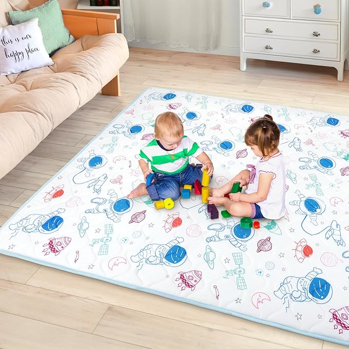 Baby Play Mat, Toodler Floor Mat 59 x 71 inch, Extra Thick Foam Non-Slip Washable,Crawling Cushion for Tummy Playing