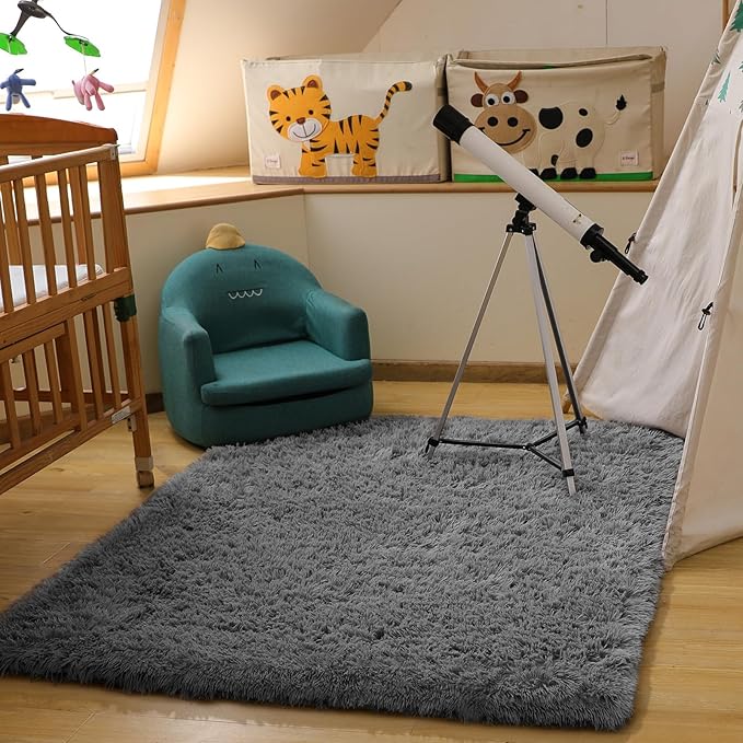 Ophanie Area Rugs for Bedroom Living Room,Color 1- Grey,Size 4' x 6',Shape Rectangular