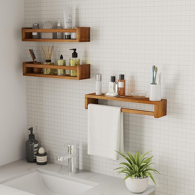 Heimlove Nursery Floating Shelves, Nursery Book Shelves for Wall, 16 inch Bookshelf for Kids Solid Wood Mounted Shelves for Books,Toys and Decor Storage, Set of 2