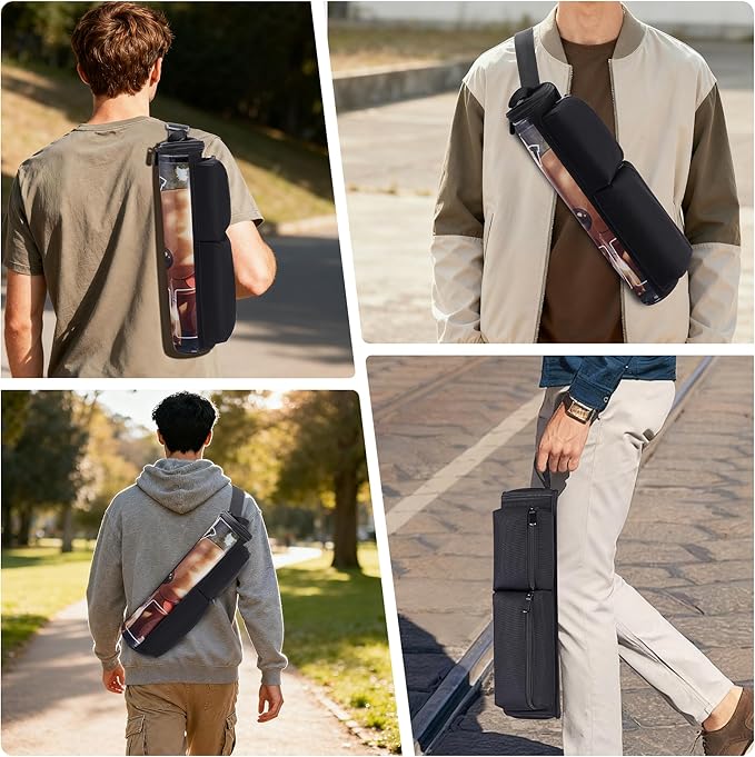 Playmat Tube Fits 14'' or 15'' 1 pcs Playmats, Playmat Case Compatible with TCG/MTG Playmats, Playmat Storage Bag Equipped with SeeThrough Window, 2 Zipper Pockets and Adjustable Shoulder Strap