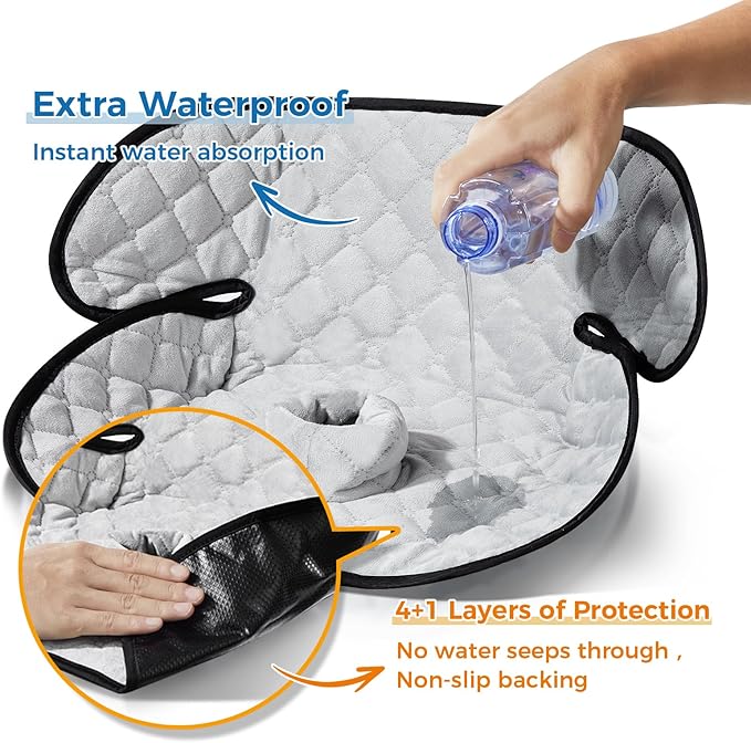 2 Pack Car Potty Training Seat Protector, Waterproof Toddler Car Seat Potty Training Cover, Piddle Pads & Liners for Baby Stroller, Booster & Travel,Non-Slip Pee Protector for Carseat (Grey)