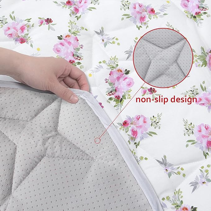Hexagon Playpen Mat, Floral Print Baby Playmat fits Regalo Portable Play Yard 48 Inch, Six Pannel Playpen Kids Tent Mat Hexagon Rug Mat