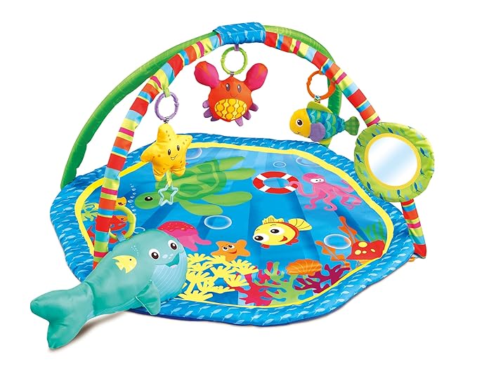 EMILYSTORES Baby Activity Play Gym Mats Ocean Park with Arches, Activity Toys, Animals Toys (L30 x W30 Inch)