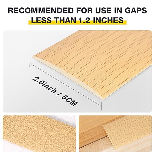 Bnell Floor Transition Strip Floor Cover Strips Self Adhesive Flooring Transitions Laminate Floor Strip Vinyl Floor Flat Divider Strip for for Joining Floor Gaps (3.28FT,2inch, Maple Grain)