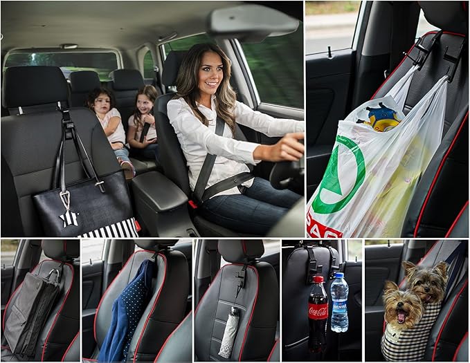 Heroway Magic Headrest Hooks for Car, Purse Hanger Headrest Hook Holder for Car Seat Organizer Behind Over the Seat Car Hooks-Hang Purse or Grocery Bags,Black,4Pack