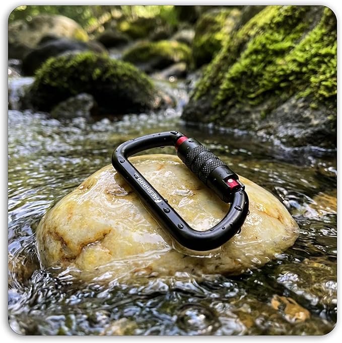 FresKaro 3inch 12kN-2698lbs Auto Locking Carabiner Clips, Solid D Shape, Heavy Duty 7075 Aluminum, Lightweight 1.09oz, Rust Proof, for Hammock, Hiking, Dog Leash, Keychain etc., Multi-Colors
