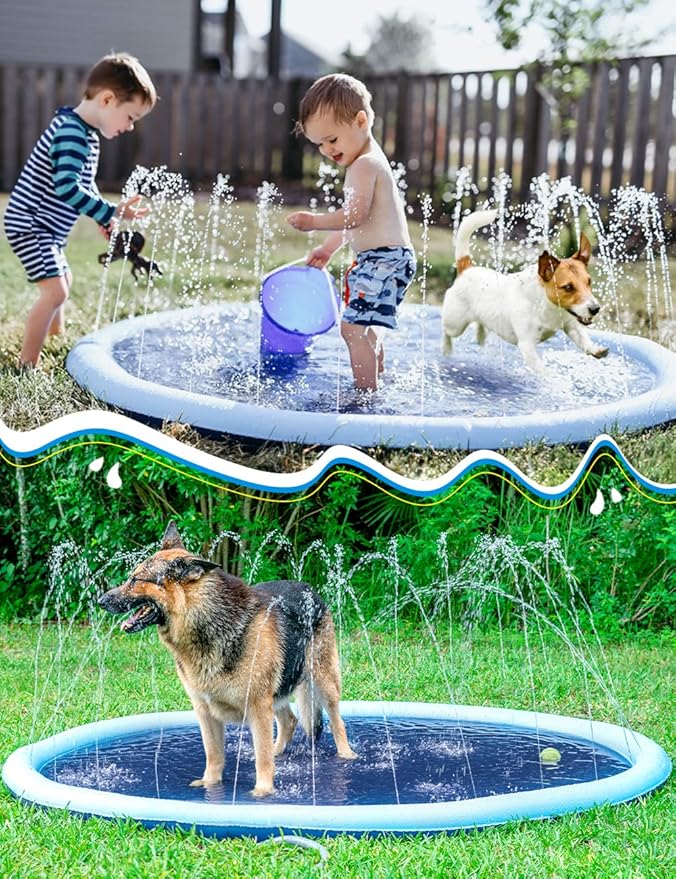 Jasonwell Splash Pad Sprinkler for Kids Splash Play Mat Outdoor Water Toys Inflatable Splash Pad Baby Toddler Pool Boys Girls Children Outside Backyard Dog Sprinkler Pool Age 1 2 3 4 5 6 7 8 9 XL