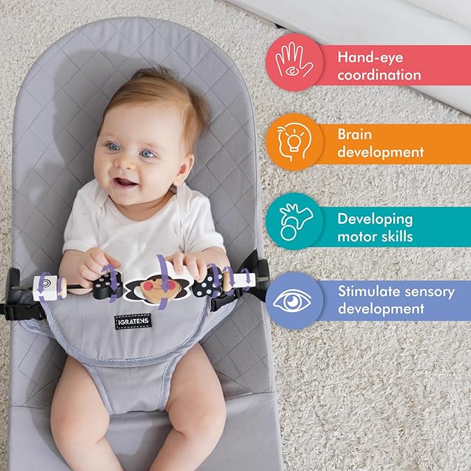 Baby Bjorn Bouncer Toy Bar, Toy for Baby Bouncer Soft & Bliss, Easy to Attach and Remove, Child-Friendly Materials, Exciting Design for Curious Babies, Black and White Flowers
