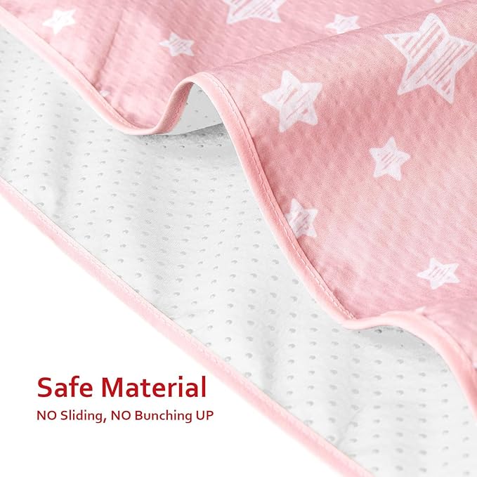 Baby Splat Mat Anti Slip Waterproof High Chair Mat, Baby Feeding Table Cloth Floor Mat Cover, Baby Art Playtime Mat for Craft/Mealtime, 42X46 Inch Washable Portable Picnic Mat - Pink Star