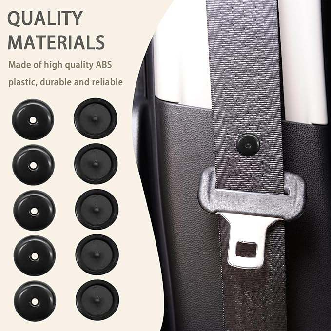 5 Sets Universal Seatbelt Stopper Kit, Snap-on Seat Belt Button Stopper Plastic Seatbelt Buckle Stopper Button Prevent Seatbelt Clip from Sliding Down No Welding Required(Black)