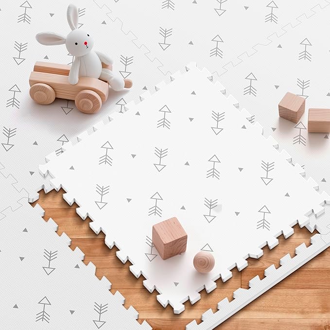 PIGLOG Baby Foam Play Mat-72”x 48” Baby Playmat,6-Piece Interlocking Foam Floor Tiles,Puzzle Mat for Infants and Toddlers,Waterproof,Non Toxic Play Mat for Tummy Time Mat(Arrow)
