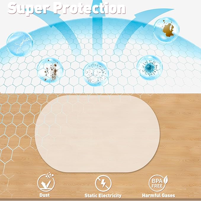 Oval Silicone Placemats Set of 4, Heat Resistant Non-Slip Waterproof Table Mats, Ultra-Thin Translucent Easy Clean Dining Mats for Home & Kids, 17"x12", White