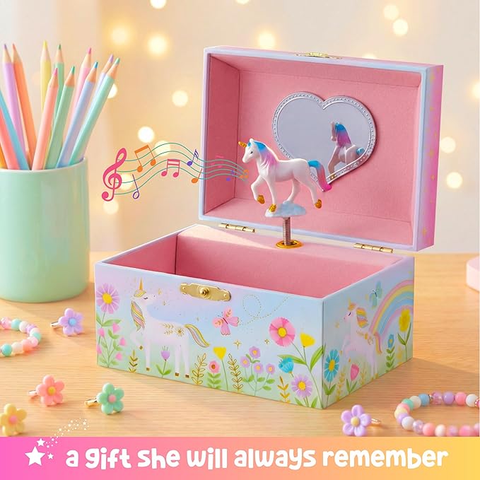 Giggle & Honey® Musical Unicorn Jewelry Box for Girls | Music Boxes for Little Girls | Toddler Jewelry Box for 4 Year Old Kids | Toys for Toddlers | Birthday Gifts for Kids 5, 6, 7, 8, 9 Years